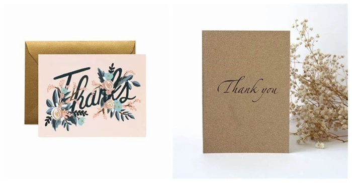 Custom high quality Black greeting card , embossing gold foil stamp thank you card