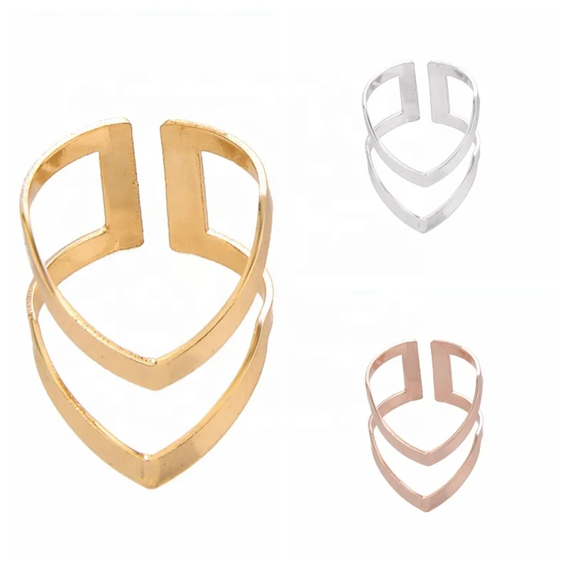 

wholesale joyeria anillos New Fashion Jewelry Copper ring Simple Double V Lines Adjustable Women Ring Party Gifts