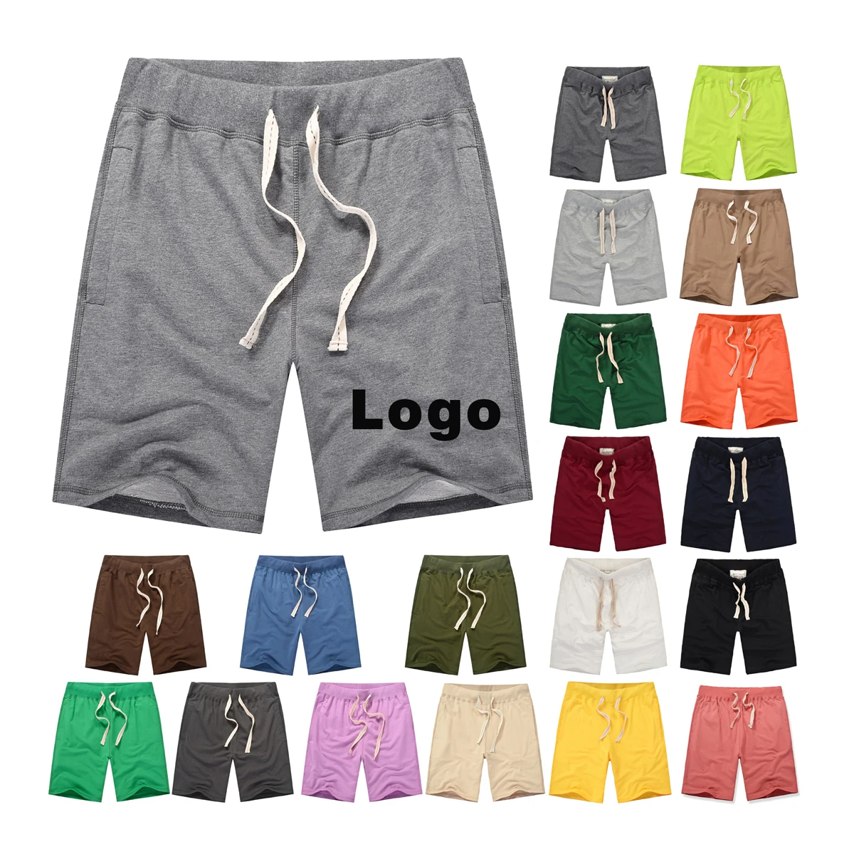 

JS01D wholesale summer 2022 new arrivals knee length loose workout gym jogging biker casual custom logo men blank cotton shorts, As shown