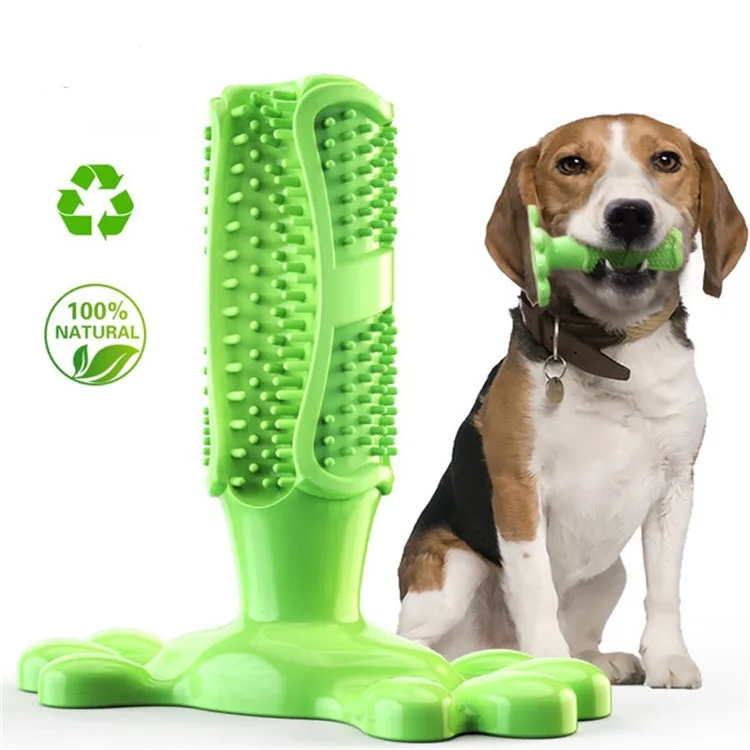

New Upgraded Pet Teeth Cleaning Brushing Oral Dental Care -Bite Resistant Plaything for Puppy Large Dog Toothbrush Chew Toys, Blue/green/pink/lake blue or customized color