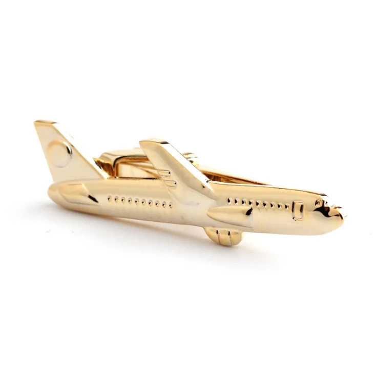 

Stock Boutique Aircraft Model Gold Tie Clip Custom Logo Men's Business Brass Tie Clips, Golden color