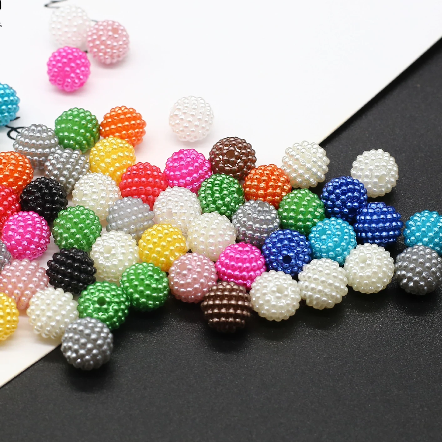 

JC wholesale acrylic 10-20mm flower ball removable ABS clothing material imitation pearl colorful plastic flower ball