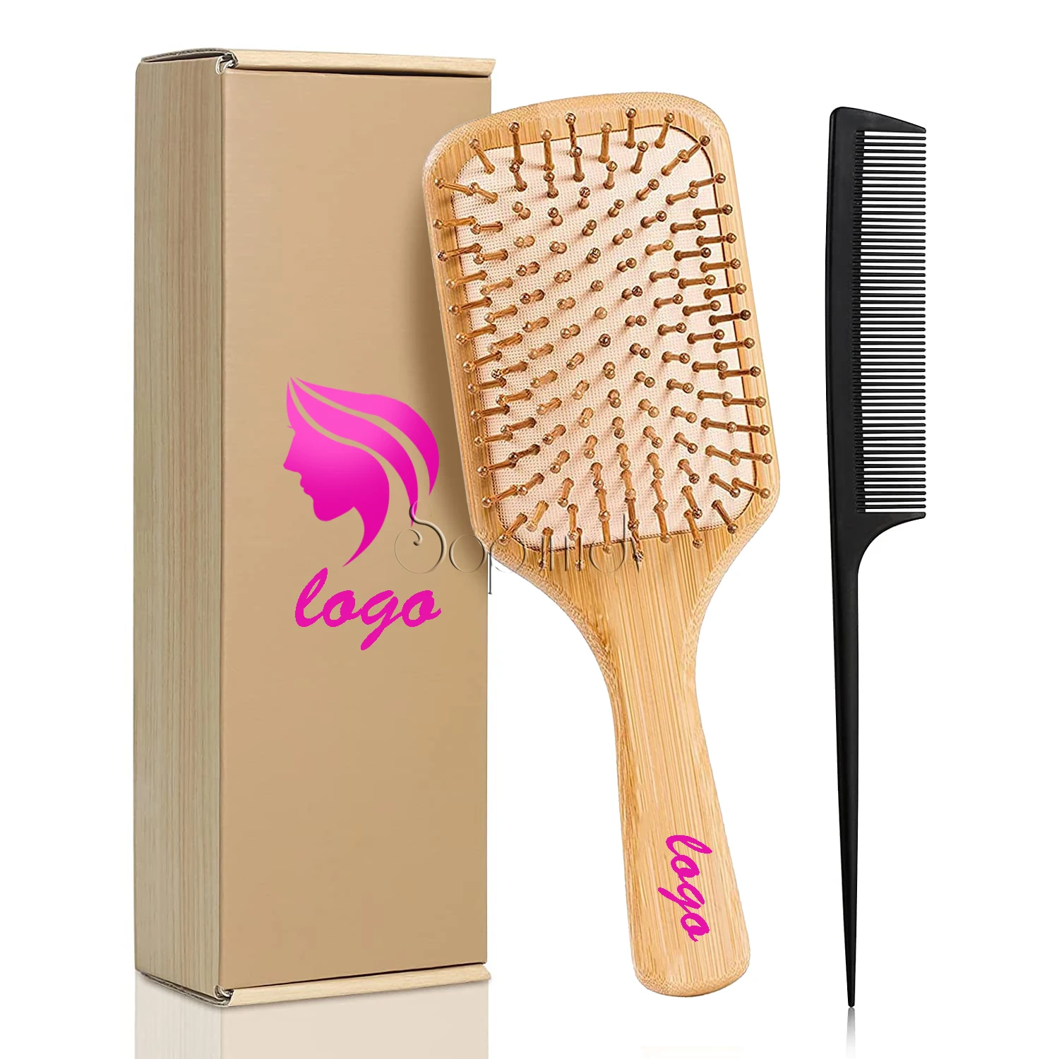 

Bamboo Airbag Massage Comb carbonized solid wood cushion anti-static hair Brush Hair Combs