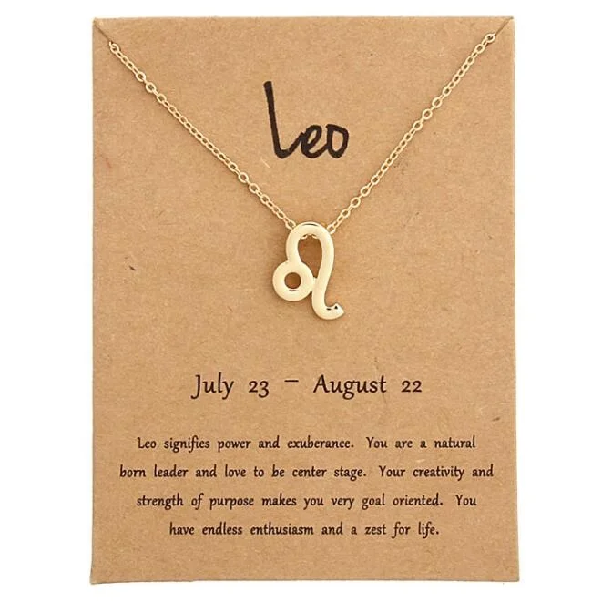 

Cheaper Female Elegant 12 Zodiac Sign Necklace Pendants Charm Gold Chain Choker Necklaces For Women