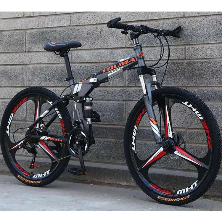 

Folding Mountain Bike 21 speed beach cruiser bicycle double disc brake Mountain Bike, Customized