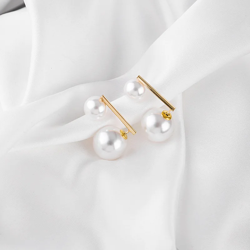 

fashion trendy double pearl womens 2021 earings