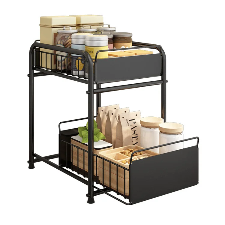 

Haohe Hot Selling Organizer Furniture Metal Frame Spice Rack Easy Assemble Kitchen Storage Shelf for Kitchen Countertop