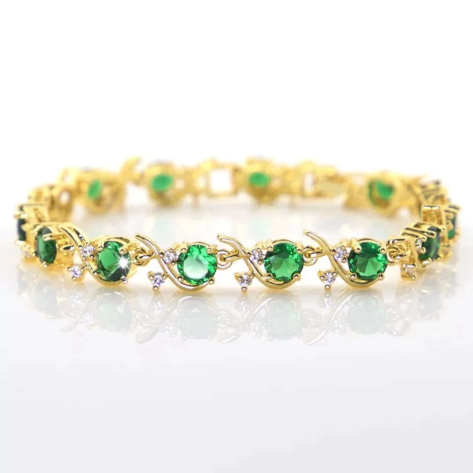 

gold plated Bracelet green and blue Stone Woman Christmas Love Jewelry Evil Wholesale bracelet for wedding gift, Green blue