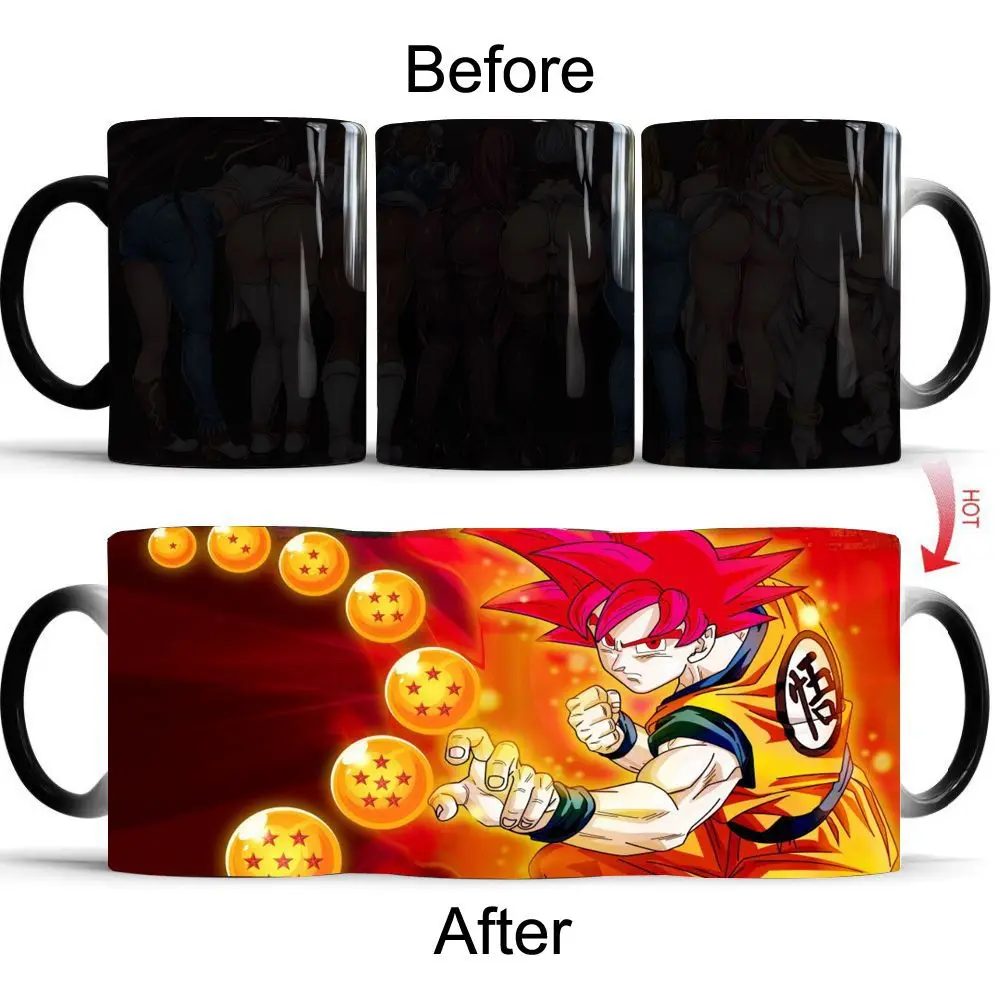 

Fighting Animation Cup Print The Logo Custom Porcelain Mug Dragon Ball Super Magic Mugs Coffee Mug Ceramic Color Changing Cups, Black