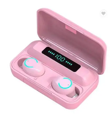 

Macaron Pink F9-5 F9-9 F9-10 TWS Wireless BT5.0 Earphone 2000mah Power Bank Earbuds Headphone Noise Canceling Stereo HD Call