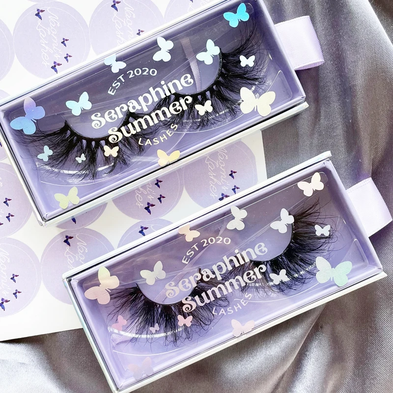 

Fluffy 3d real mink lashes 25mm mink eyelash vendor luxury customized eyelash packaging box with logo, Natural black