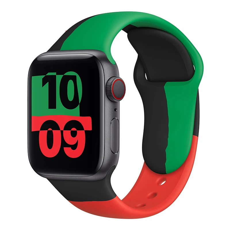 

Silicone Strap For Apple Watch band 44mm 40mm 38mm 42mm Black Unity/Prid smartwatch belt Sport bracelet iWatch series 3 4 5 6 se