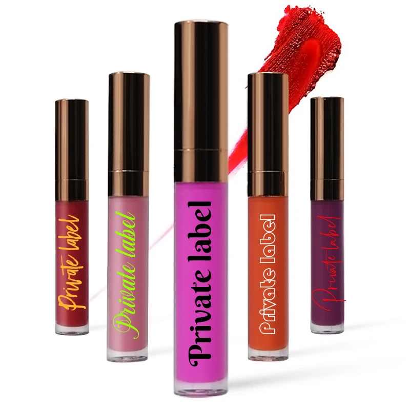 

Factory wholesale high pigment matte private label lip gloss custom vegan waterproof matte liquid lipstick, 40colors lipstick