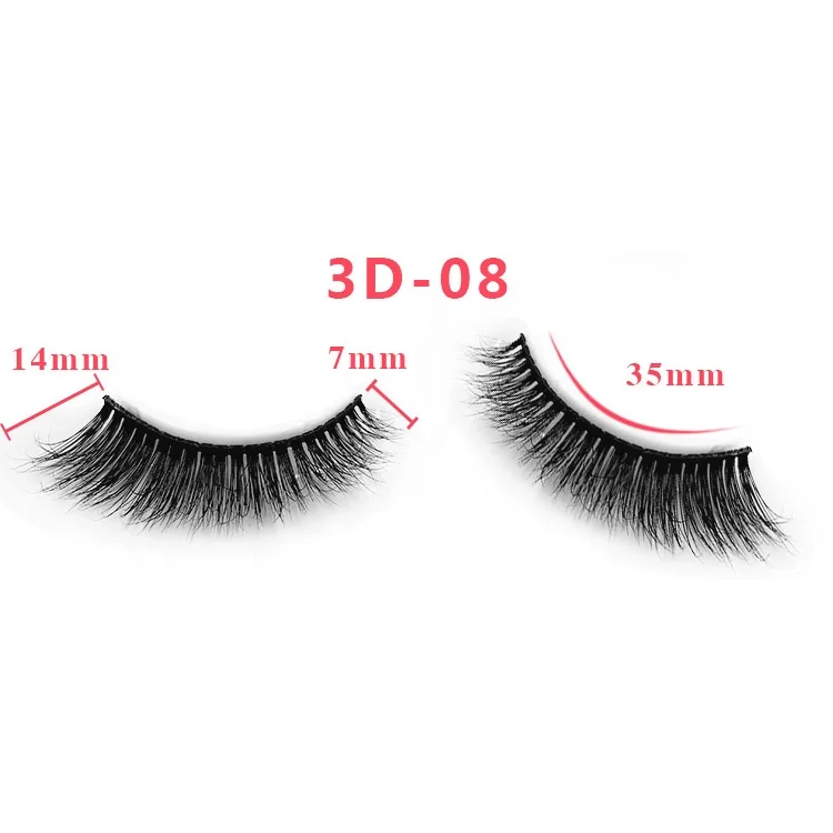 

Y 3D-08 two pairs package 3d 14 mm mink false eyelashes full strip lashes hand made cruelty free, Natural black lashes