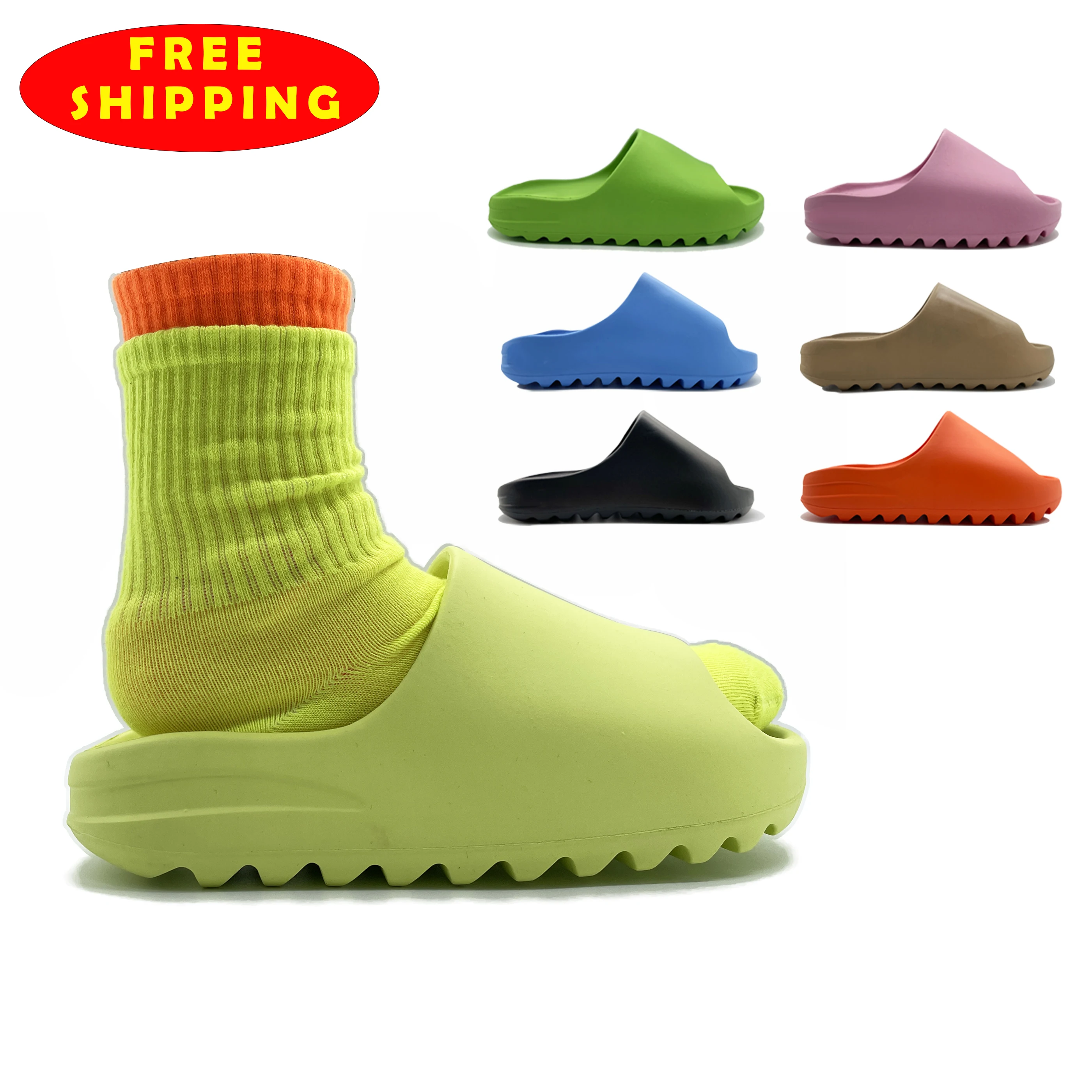 

Free Shipping custom unisex size 13 eva foam Injection shoes pink orange yeezy slides slippers for men