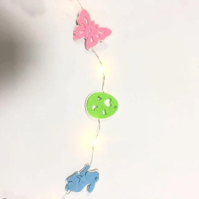 Hongshun new design 20 LED Battery Operated Felt Fabric String Lights for Christmas Easter Party Bedroom Decoration