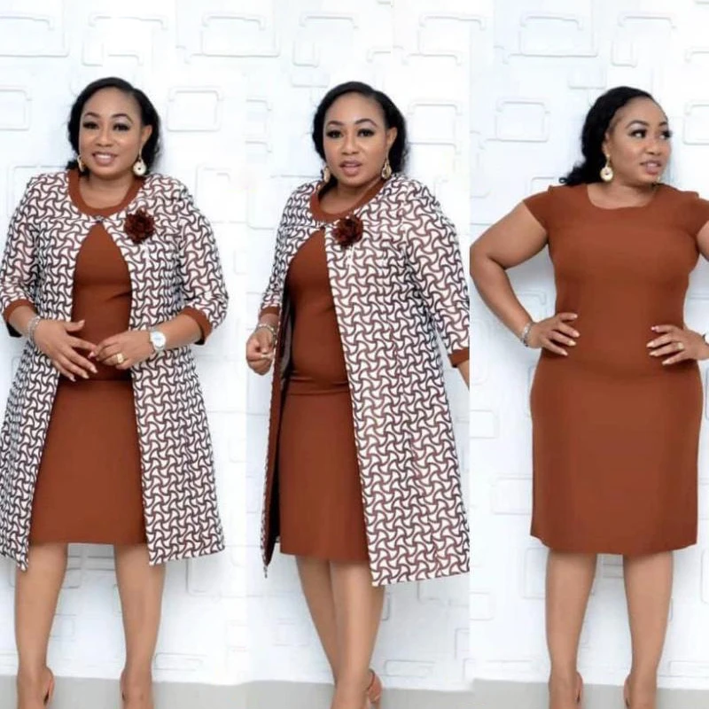 

Summer Plus Size Women Clothing Bodycon Dresses Print Coat Female Elegant Oversize Office Jacket 2 Piece Set Coat Dress, Customized color