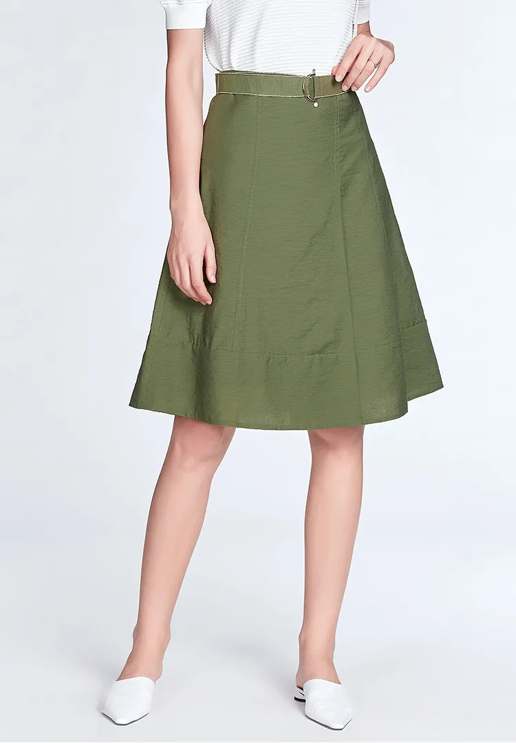 oem service women army green skirt with waistband