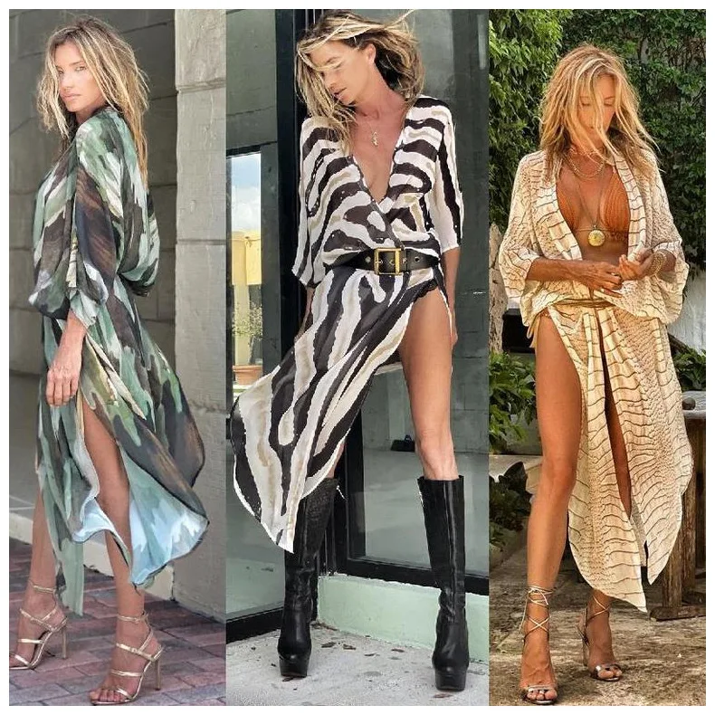 

Beach Long Cover Up Dress Summer Zebra/Sankeskin/Camo Print Belt Bathing Suit Women Elegant ins Beachwear Halt Swimsuit, Vestidos de fiesta mujer