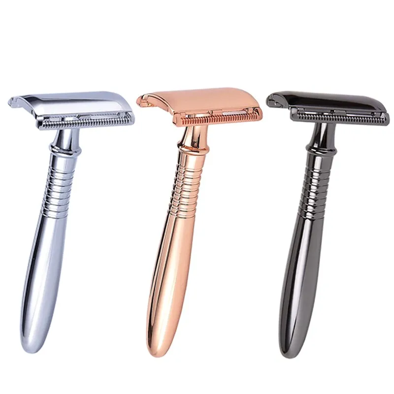 

Rose gold popular shaver razor high quality double blades safety razor, Rose gold;black;silver