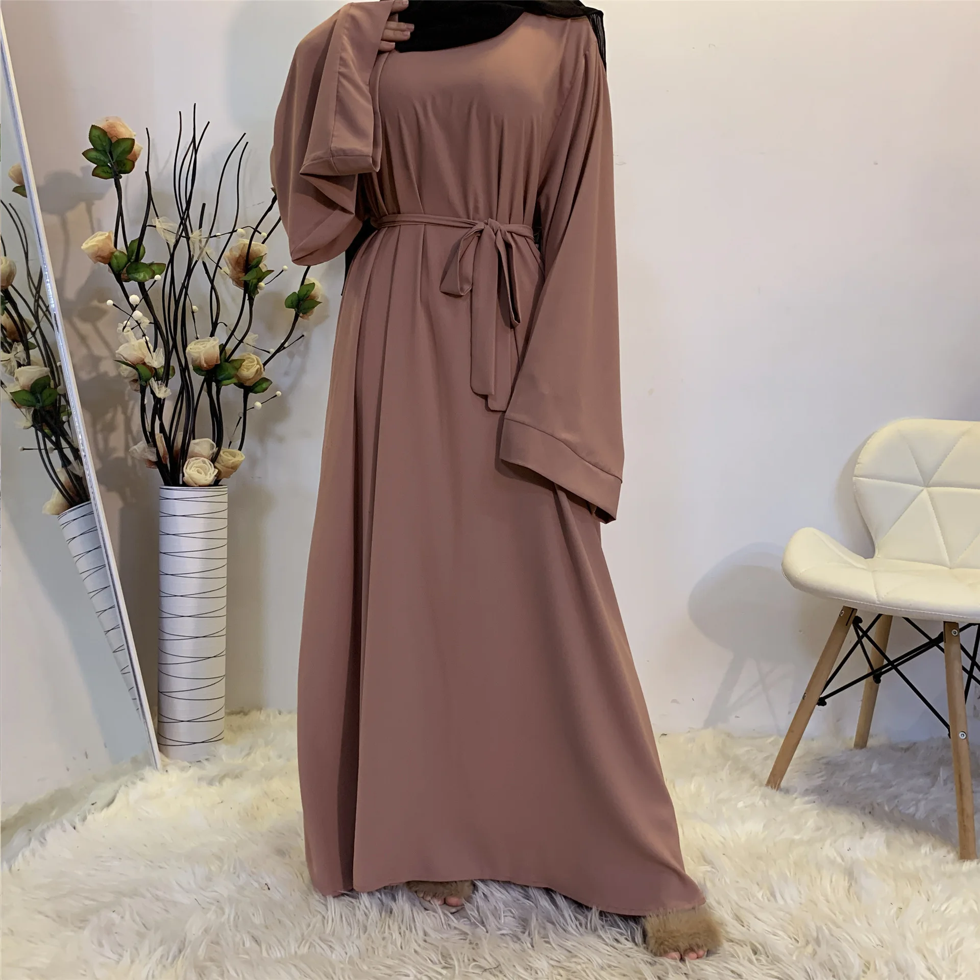 

Plus size Islamic Clothing Traditional Simple Long Closed Abaya Women Muslim Dress