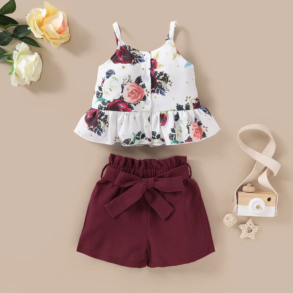 

fashion 2pcs Newborn Baby Girl Clothes Sleeveless Crop Top short Outfits Summer Set, As image shown