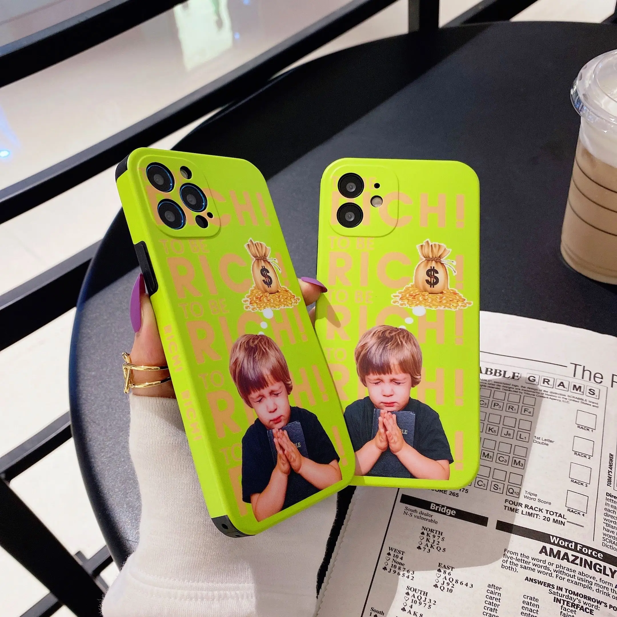 

For iPhone 12 11 Pro Max XR Xs Max 7 8 Plus To Be Rich Boy Full Protective Side Edge Printing Soft IMD Phone Cover Case
