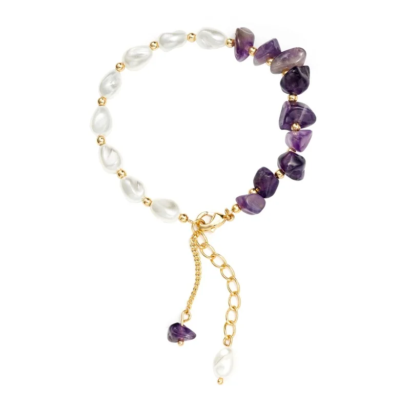 

custom natural stone jewelry semi -precious natural fresh water pearl amethyst quartz real natural chakra ships stone bracelet, As pic