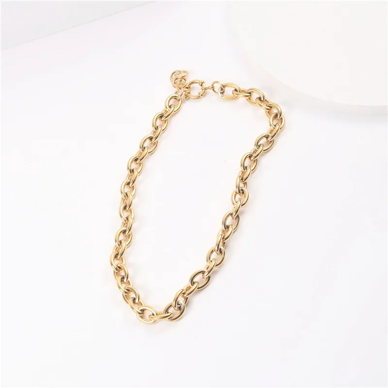 Joolim Jewelry 18K Gold Plated Chunky Chain Sweater Necklace Stainless Steel Jewelry Wholesale