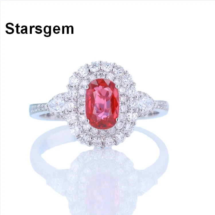 

Starsgem True Gold Natural Ruby Diamond Engagement Wedding Ring