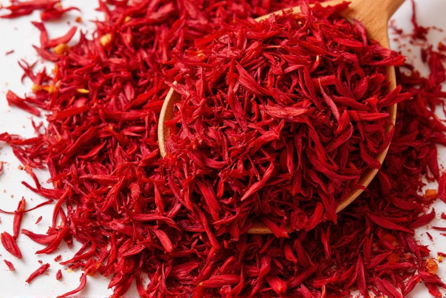 Close-up of saffron threads showing their deep red color and delicate structure