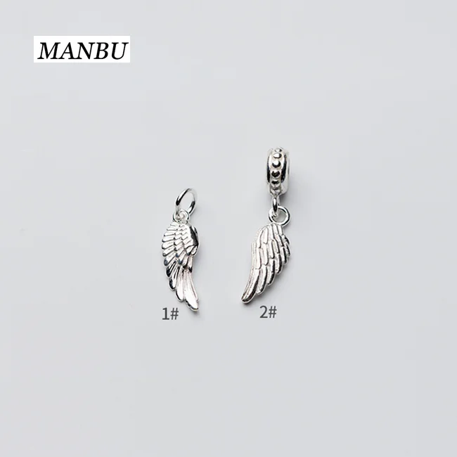 925 Sterling Silver Angel Wing Charm Pendants Silver Accessories Jewelry For DIY Necklace Bracelet