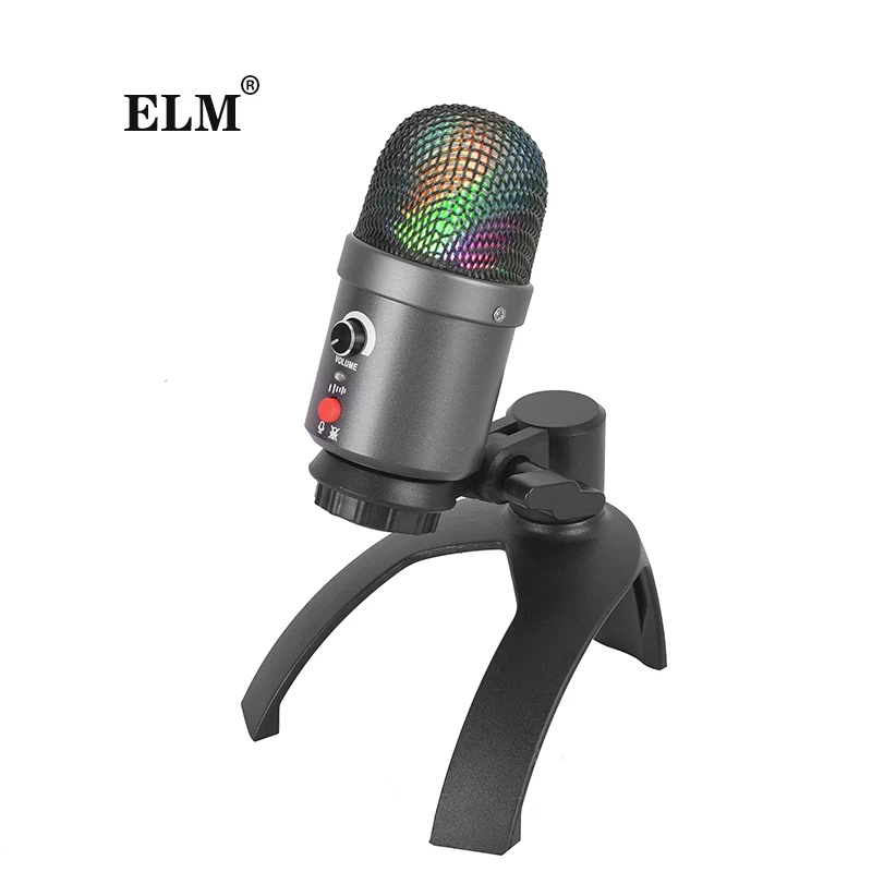 

professional Desktop double microphone cartridges rgb recording studio USB condenser mic for YouTube podcasting