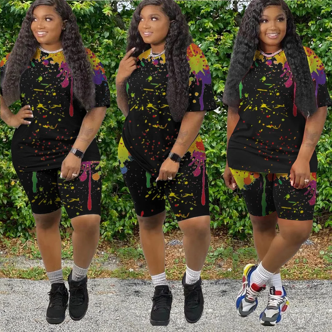 

Tie Dyed 2 Piece Set Women Summer Casual Short Outfit Fashion Female Clothes