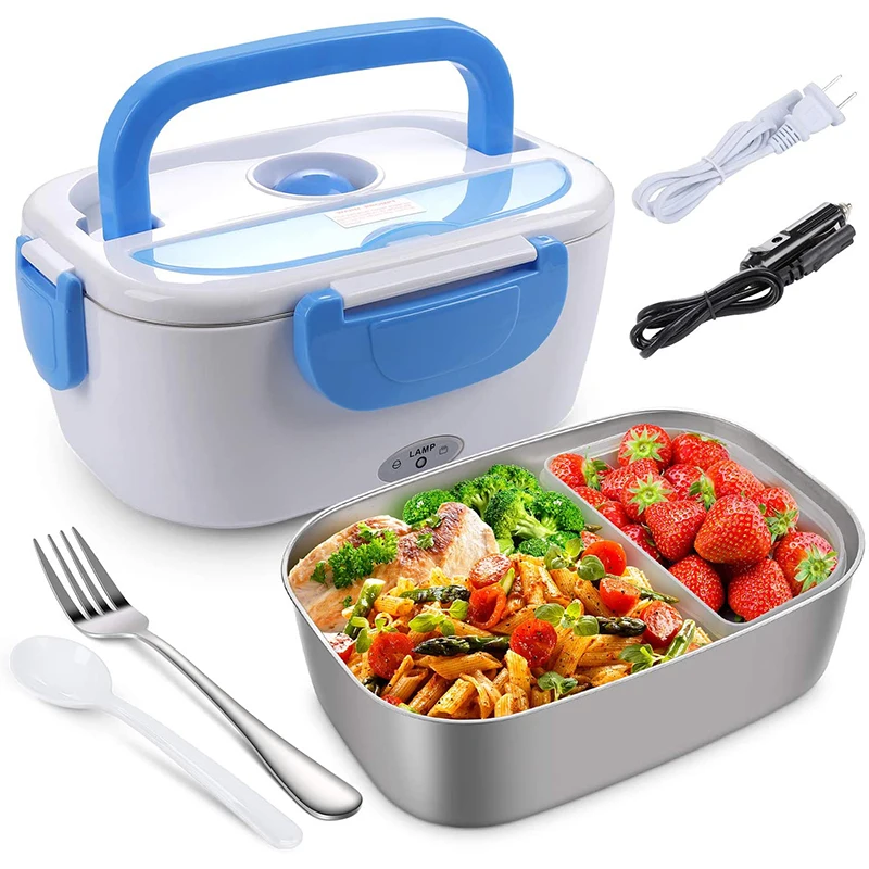 

110V/12V Portable Food Warmer Food Heater with Removable Stainless Steel Container Electric Lunch Box for Car and Home, Pink/orange/blue/red/green/grey