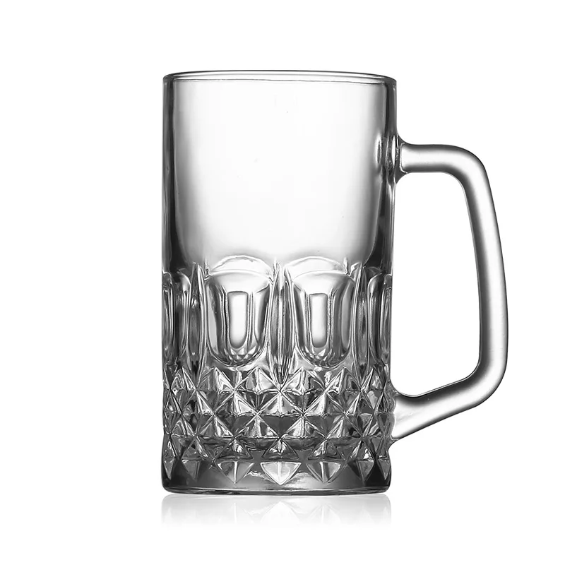 

High quality personalized lead free clear glass beer mug drinking glasses 615ml 520ml Large mug with handle for freezer