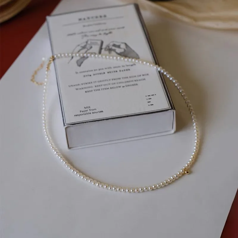 

Zhong Chuxi Same Choker Natural Pearl Small Grain Retro American 14K Gilded Women's Necklace Girlish Style