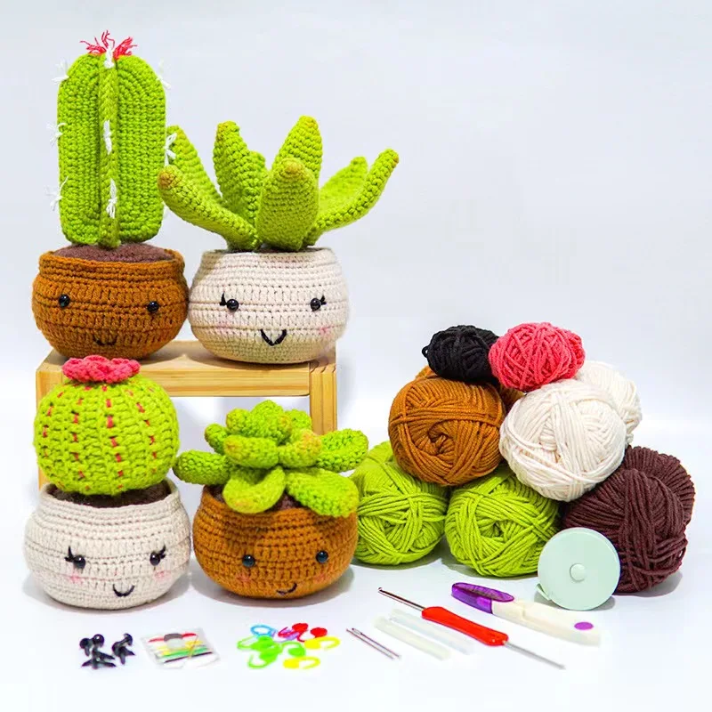 

4 Pack Plants Family Crochet Kit for Beginners with Step-by-Step Video Tutorials Crochet Kits for Adults and Kids