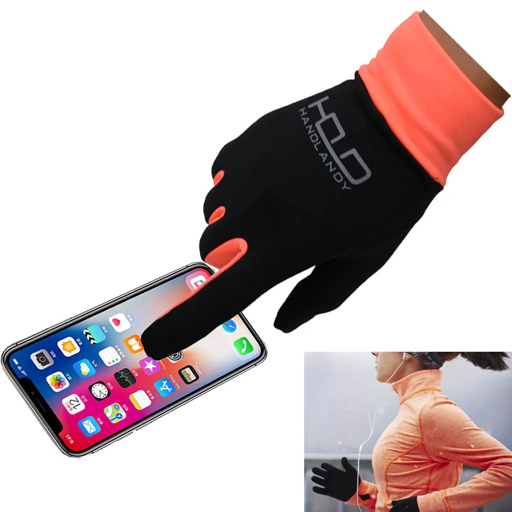 

HANDLANDY other sports gloves running breathable cycling Fleece Winter Screen Touch Gloves, Black/pink