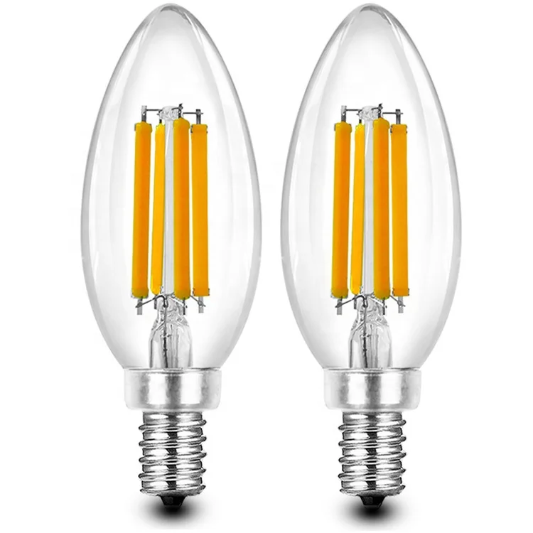 6W 806LM E12 LED Filament Candelabra Bulb Dimmable LED Light Bulbs 2700K 3000K 4000K 5000K