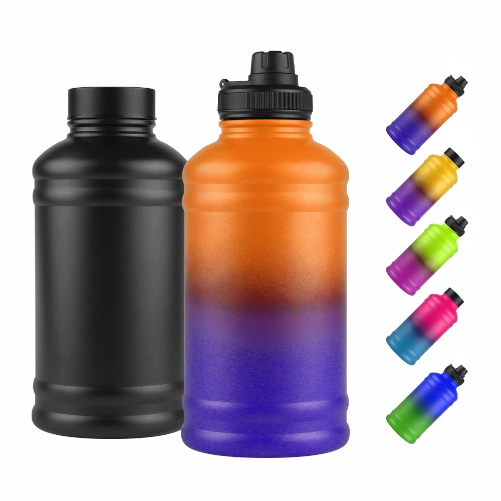 

1.3L 2.2L Custom Wide Mouth Stainless Steel Double Walled Vacuum Flask Thermal Insulated Sport Water Bottles with Optional Lids, Customized color