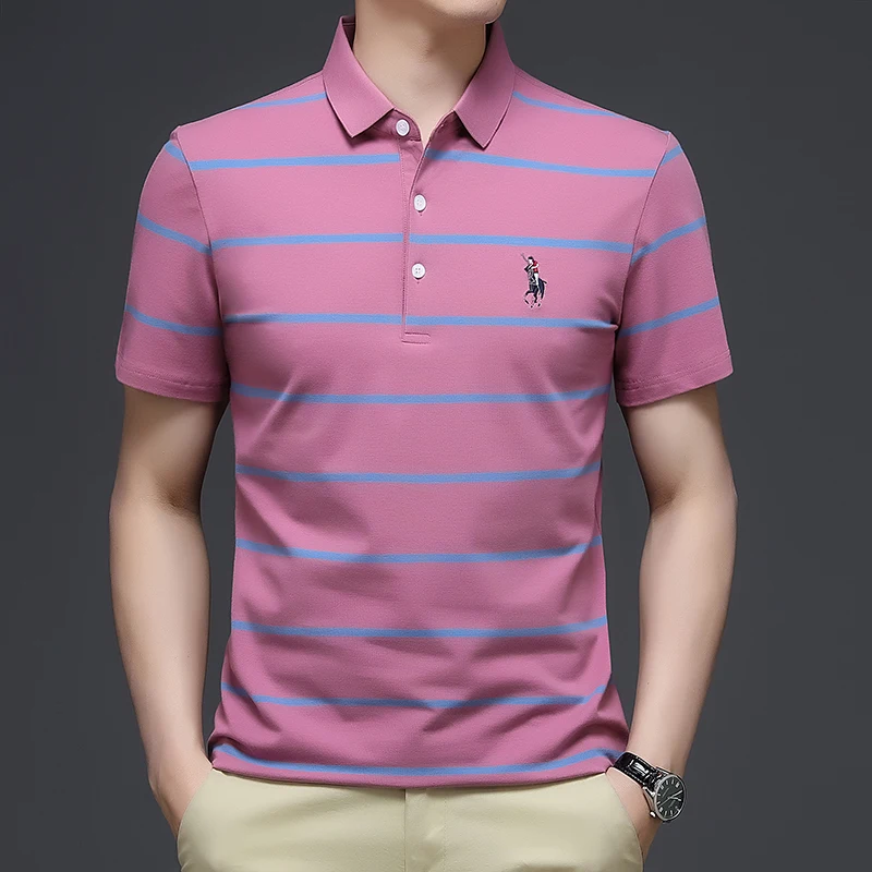 

Summer fashion highest quality striped embroidery man polo shirt stripe shirts