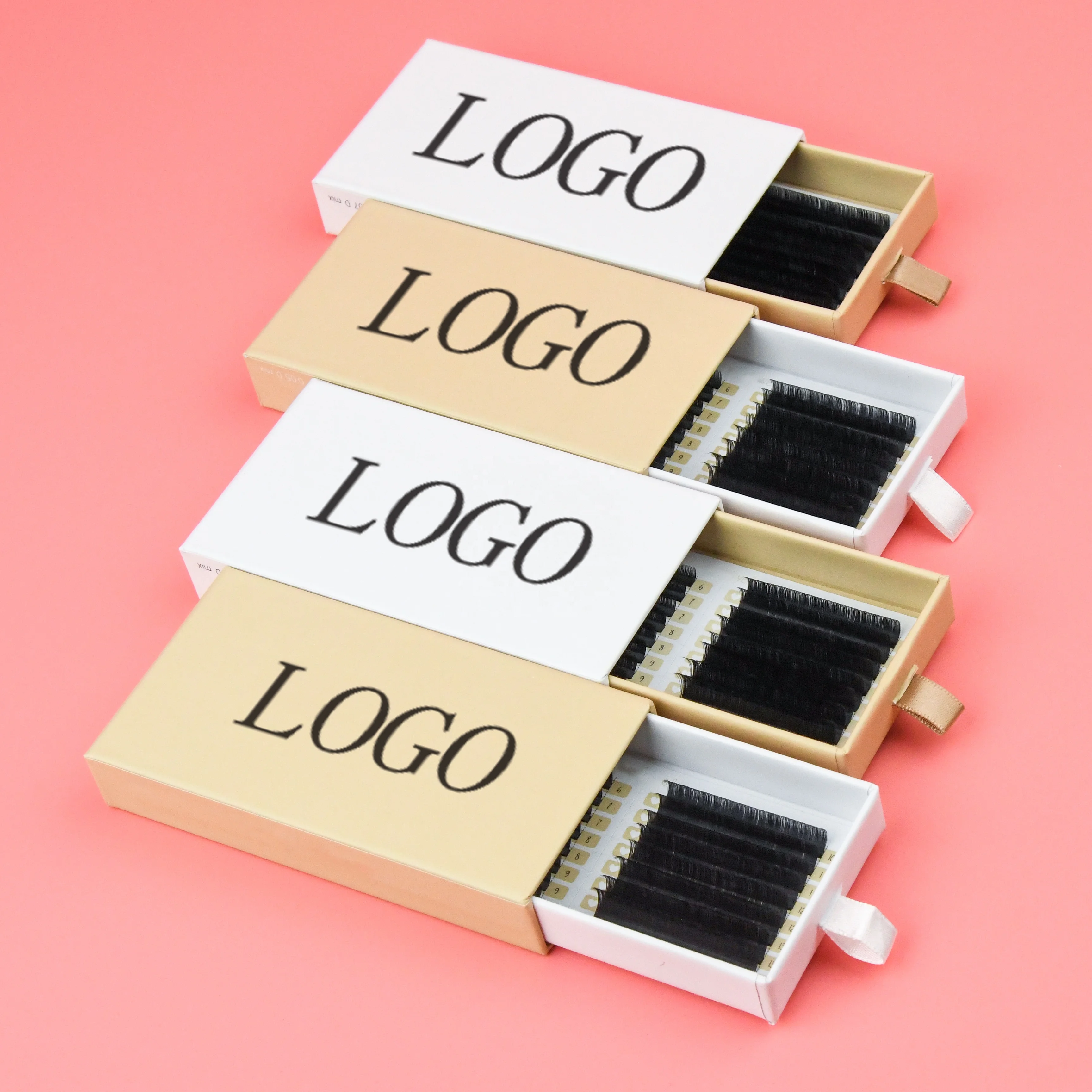 Long Length Lash Trays 18mm 20mm 22mm 25mm Cashmere Mink Eyelash Extension Private Label Russian Volume Eyelash Extensions