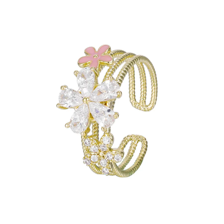 

YMR-199 xuping jewelry Creative Design Petal Diamond Rotatable Luxury 14K Gold Plated Women's ring