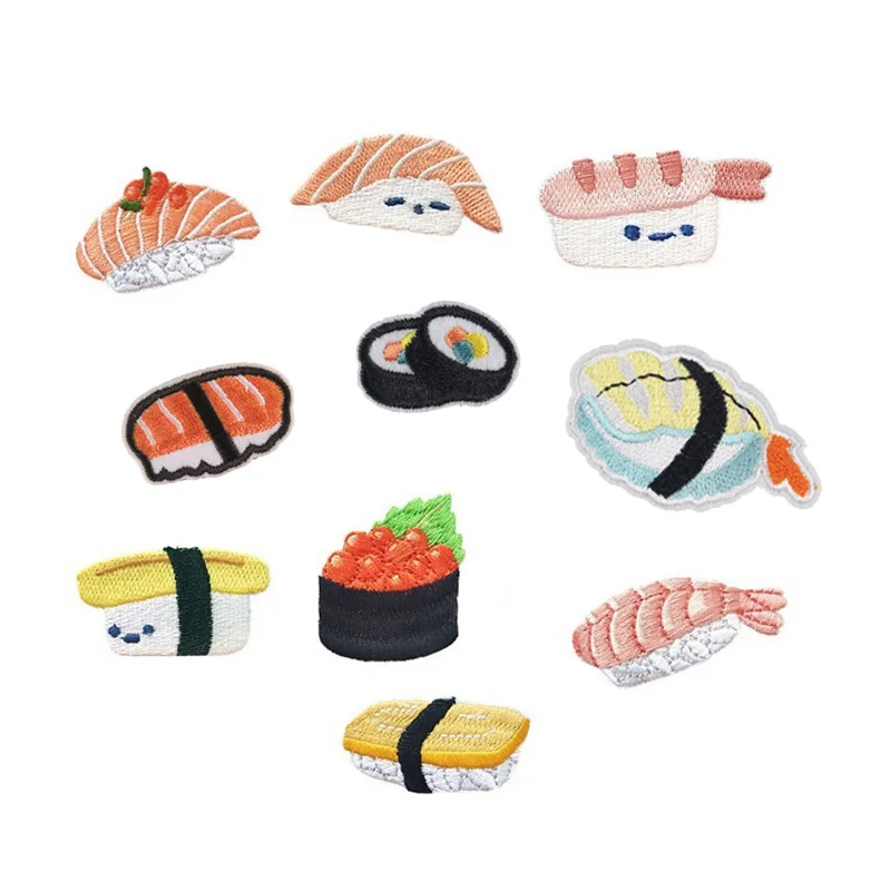 

yiwu wintop lovely caviar sashimi salmon sushi design iron embroidery japanese food patches
