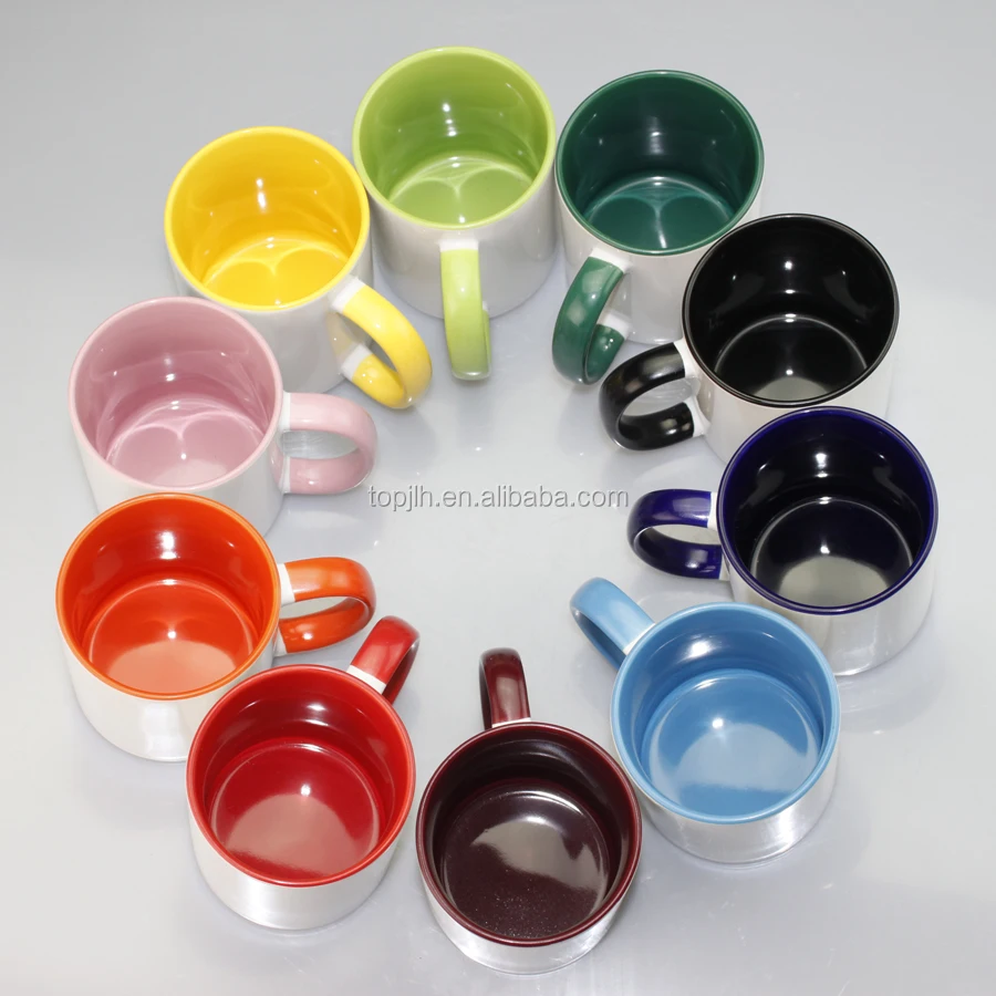 

Top selling 11oz ceramic mug custom logo diy gift sublimation blank double colored coffee mugs