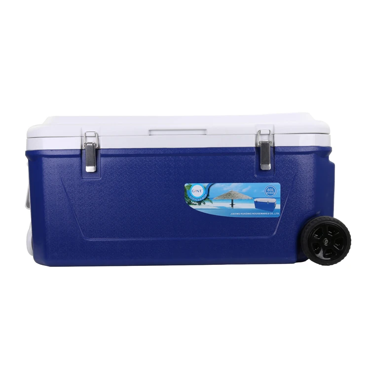 

GiNT 80L Manufactory Insulated Plastic Cooler Boxes Ice Chest PU Foam Cooler Box for Outdoor Camping, Customized color acceptable