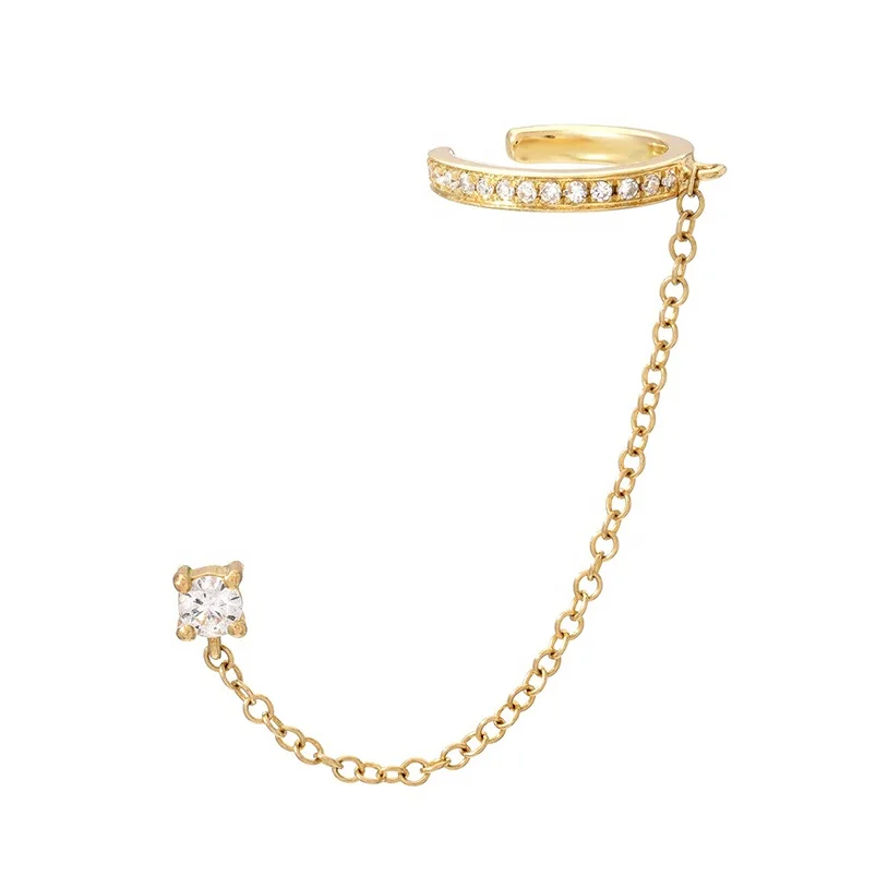 

Gemnel 925 sterling silver chain earrings dainty 18k gold diambd ear cuff jewelry