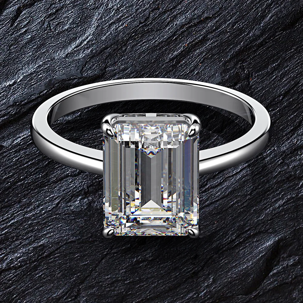 

Simple silver 925 sterling silver jewelry emerald cut diamond 925 cz ring, Picture