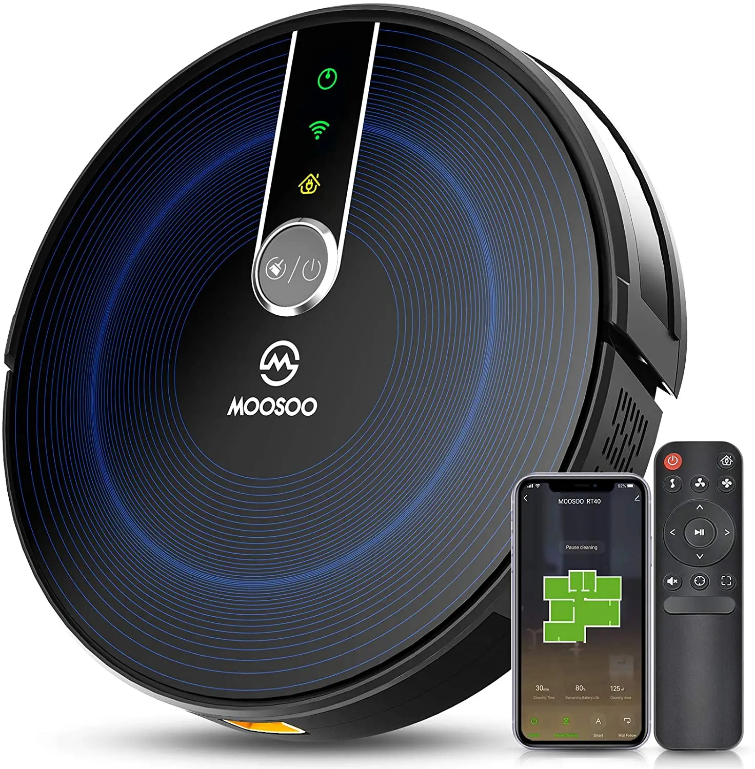 

Robot Vacuum with Mapping Technology Strong Suction Quiet Smart WiFi Robotic Vacuum Cleaner dry for home, Black